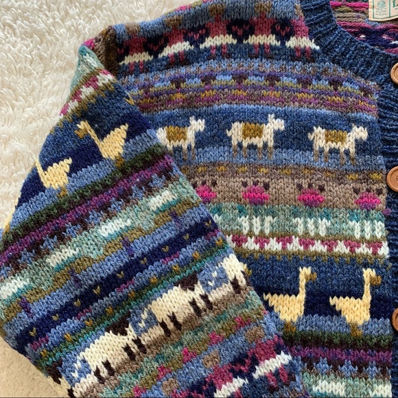 L.L Bean vintage wool animal duck print cardigan - Picture 6 of 10